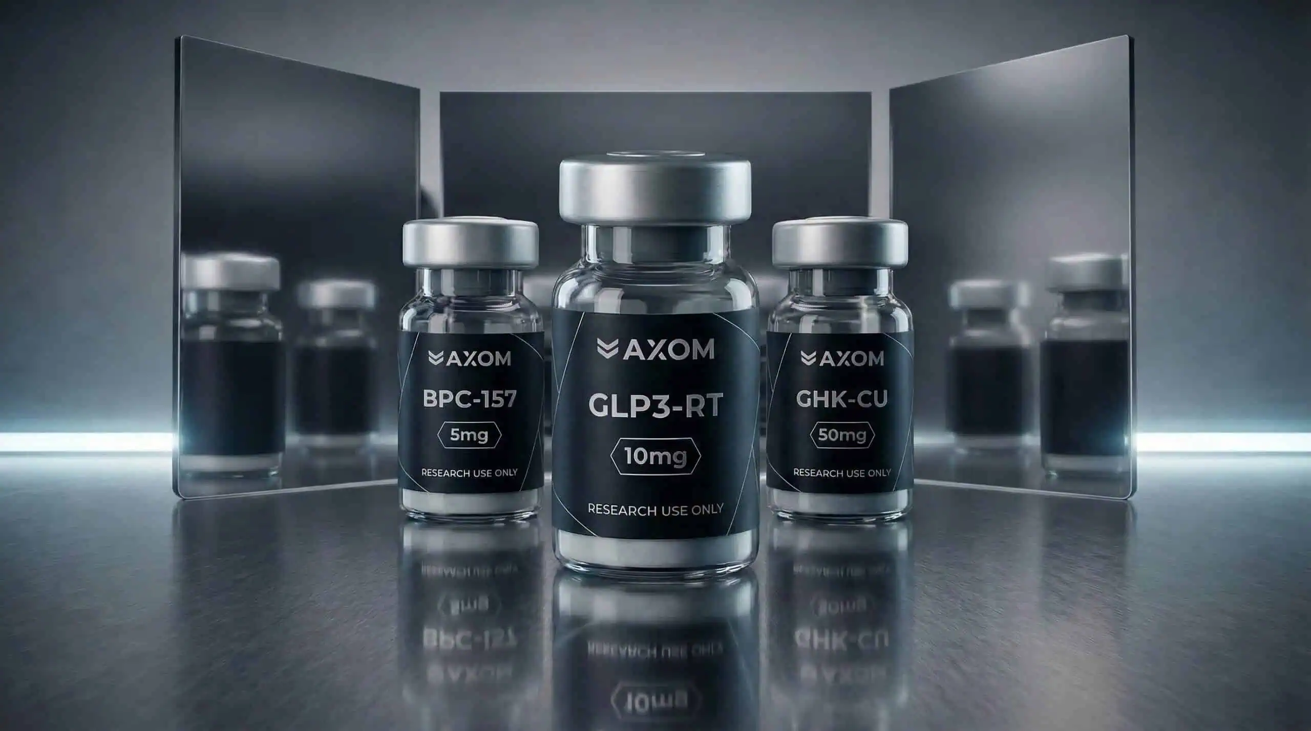 AXOM research peptide vials